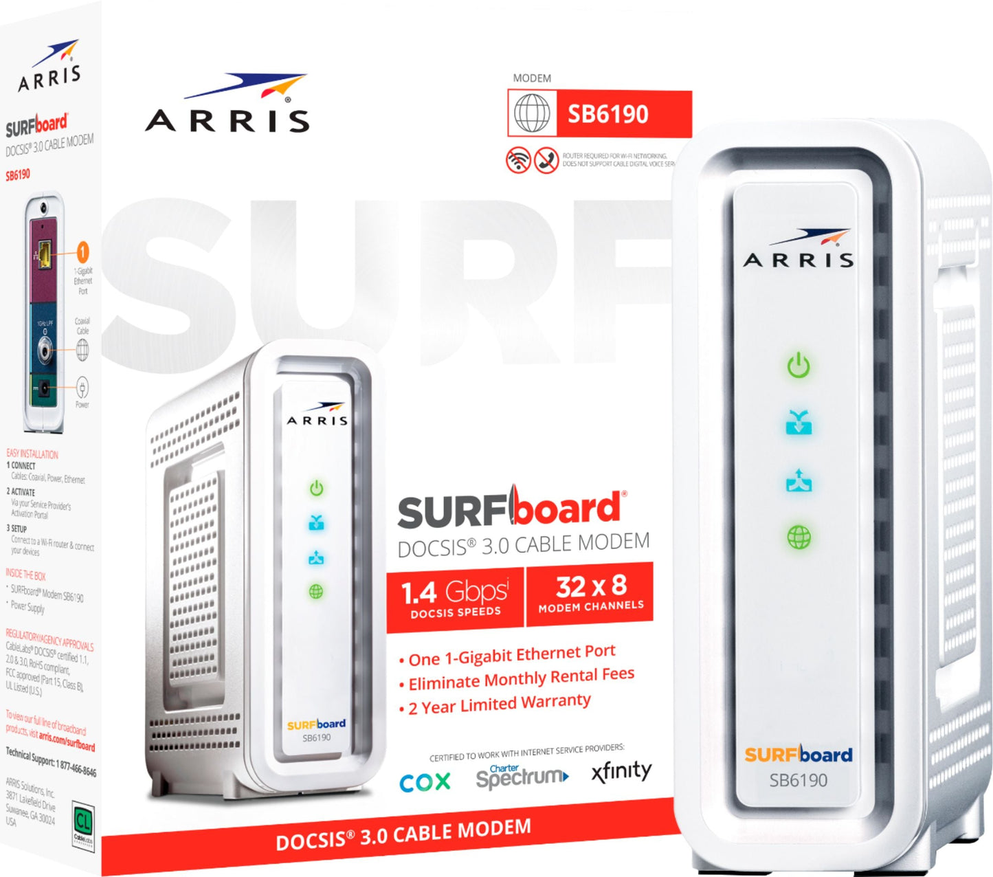 ARRIS - SURFboard 32 x 8 DOCSIS 3.0 Cable Modem - White