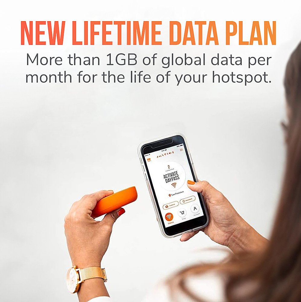 Solis - Lite 4G LTE Global Wi-Fi Hotspot + PowerBank - Mobile Router, Lifetime Data Plan - Orange