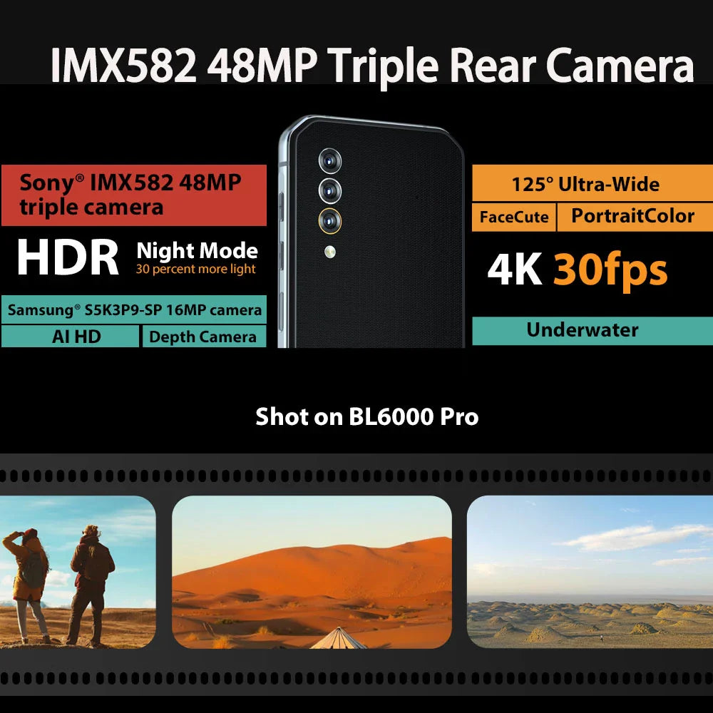 Blackview BL6000 Pro 5G Rugged SmartPhone (8GB 256GB 6.36" FHD+ 48MP Triple Camera)