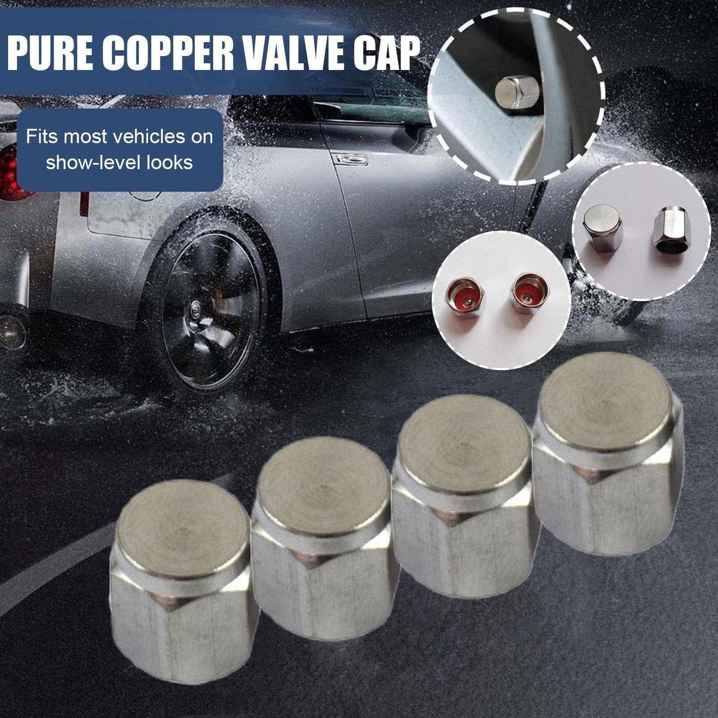 20PCS Brass Metal Valve Cap Tire Valve Stems Caps E-cap Air Dust Ca Good