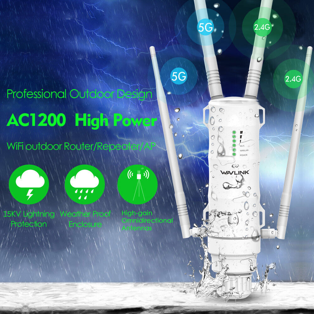 1200Mpbs WiFi Repeater Outdoor WiFi Range Extender Dual-Band High Power Wireless