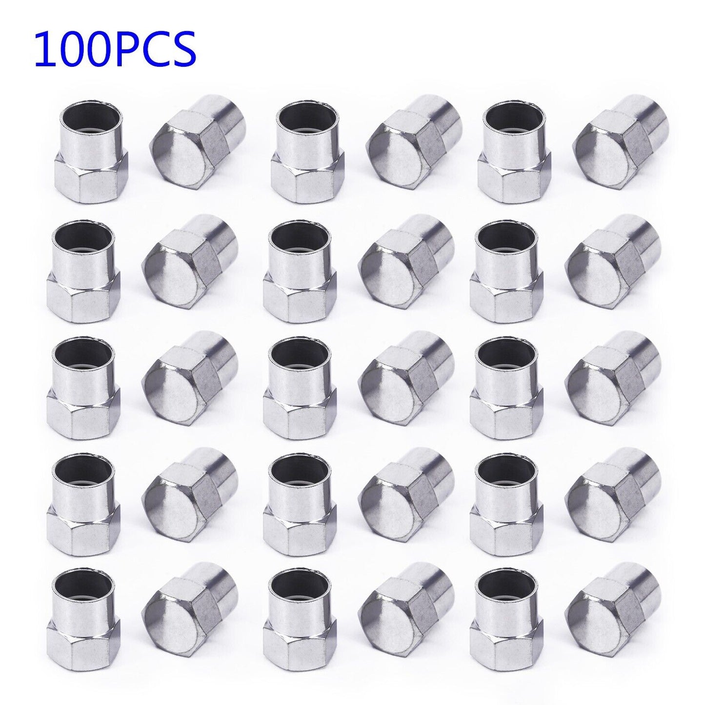 100Pcs Chrome Plated Car/Truck Auto Wheels Tire Valve Stem Cap Lid Air Dust Cove