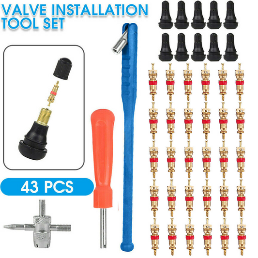 43pcs Kit Valve Stem Installation Remover Repair Tool Puller Car Tire Plug Core